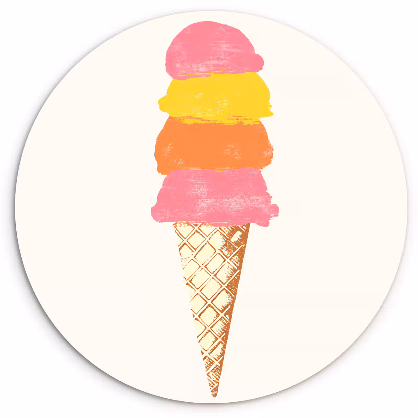 Tableau rond - Coupe de glace - Cornes - Illustration - Minimaliste — 1