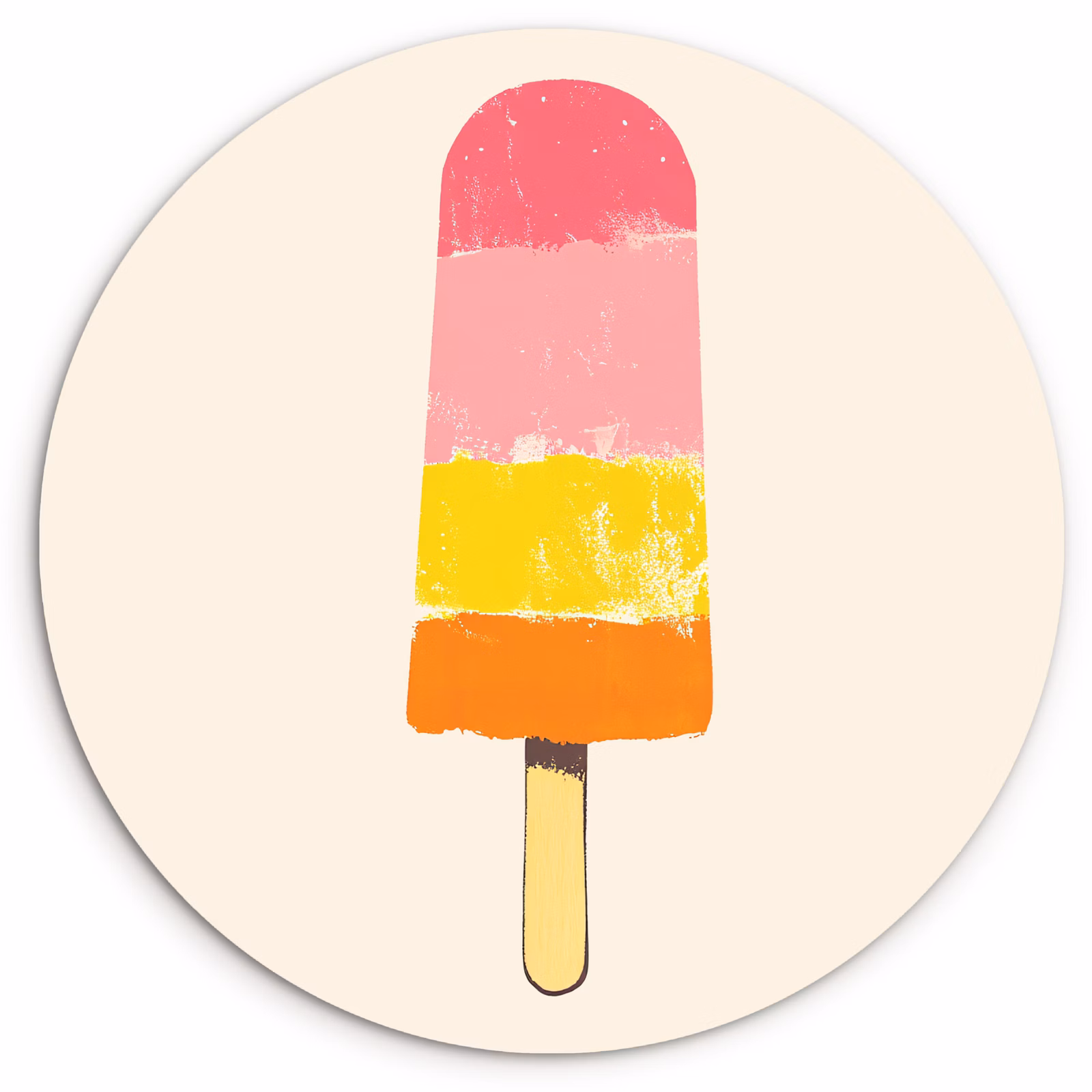 Tableau rond - Glace à l'eau - Rétro - Bâton - Rose — 1