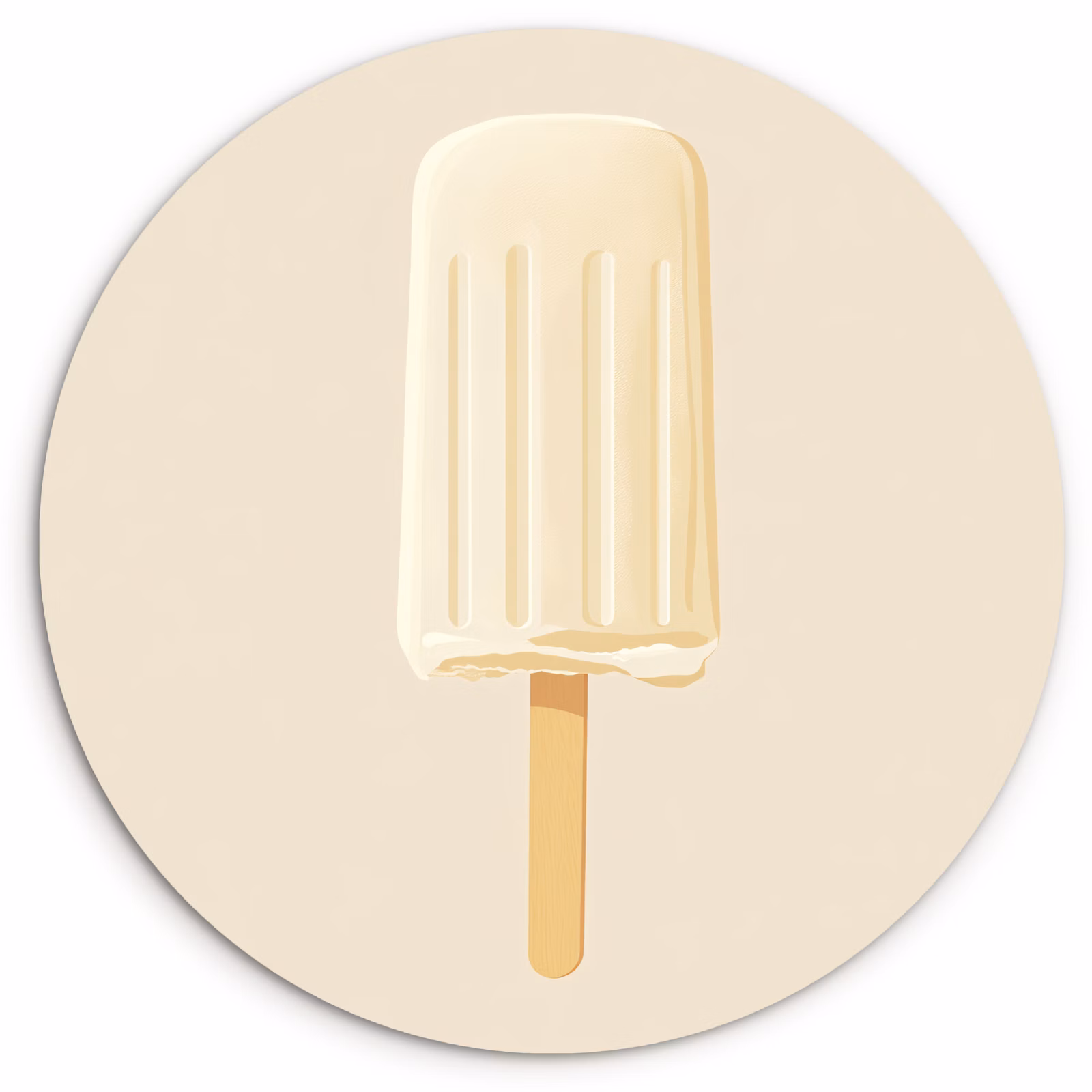 Tableau rond - Minimaliste - Glace à l'eau - Bâton - Beige — 1