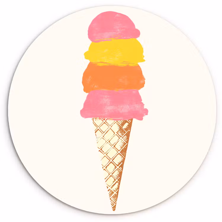 Tableau rond - Coupe de glace - Cornes - Illustration - Minimaliste — 1