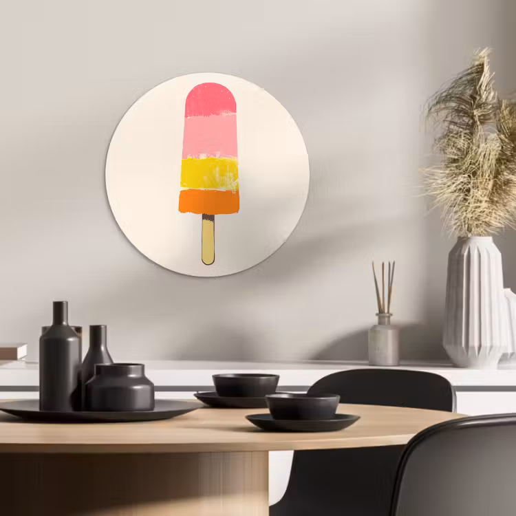 Tableau rond - Glace à l'eau - Rétro - Bâton - Rose — 2
