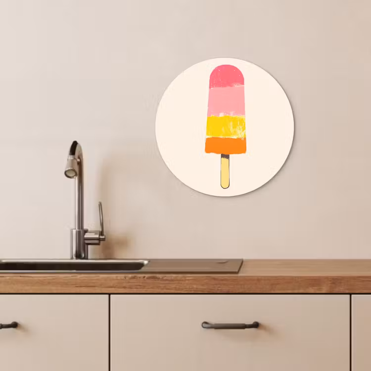 Tableau rond - Glace à l'eau - Rétro - Bâton - Rose — 4