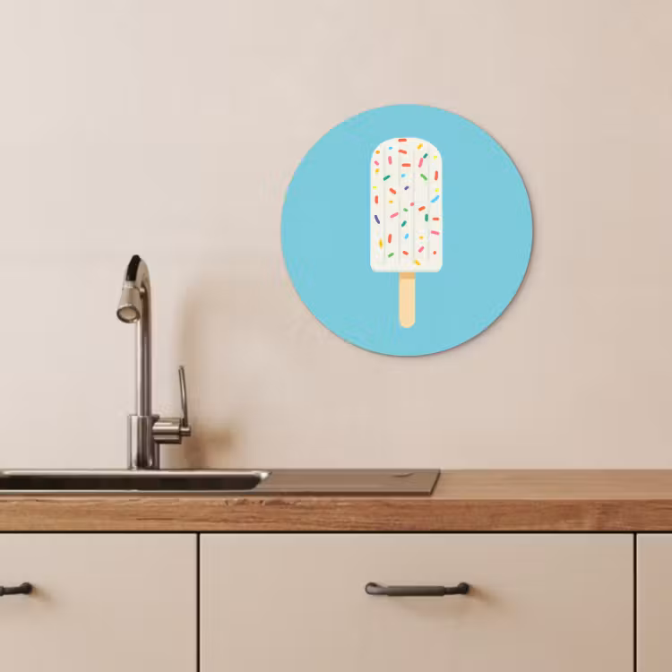 Tableau rond - Glace - Bâton - Glaçons - Bleu clair — 2
