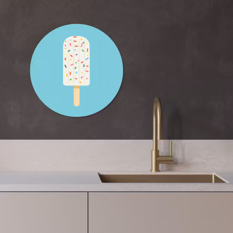 Tableau rond - Glace - Bâton - Glaçons - Bleu clair — 3