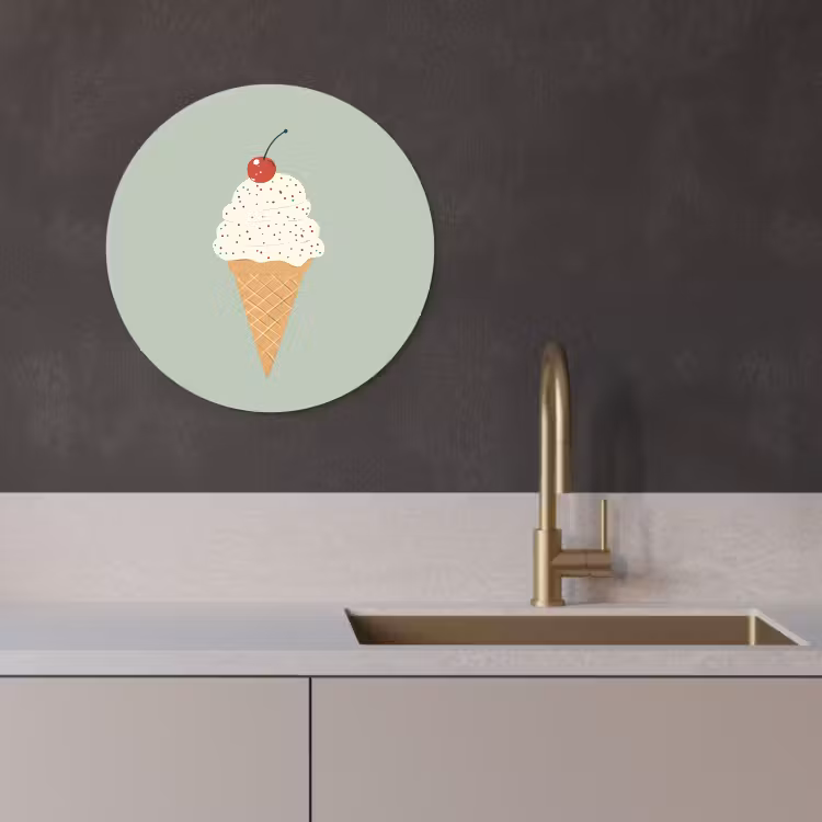 Tableau rond - Illustration - Glace - Mouchetures - Cerise — 2