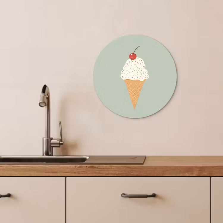 Tableau rond - Illustration - Glace - Mouchetures - Cerise — 3