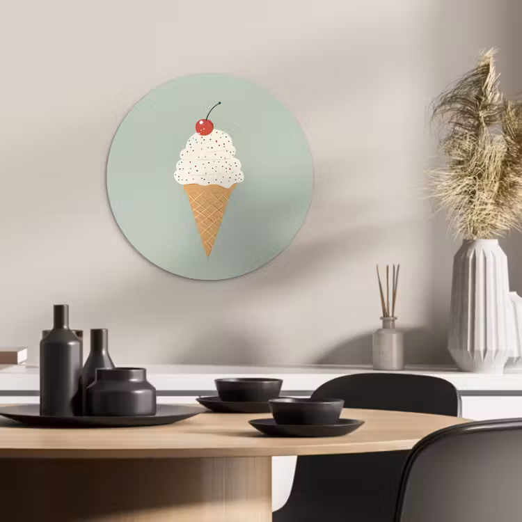 Tableau rond - Illustration - Glace - Mouchetures - Cerise — 4