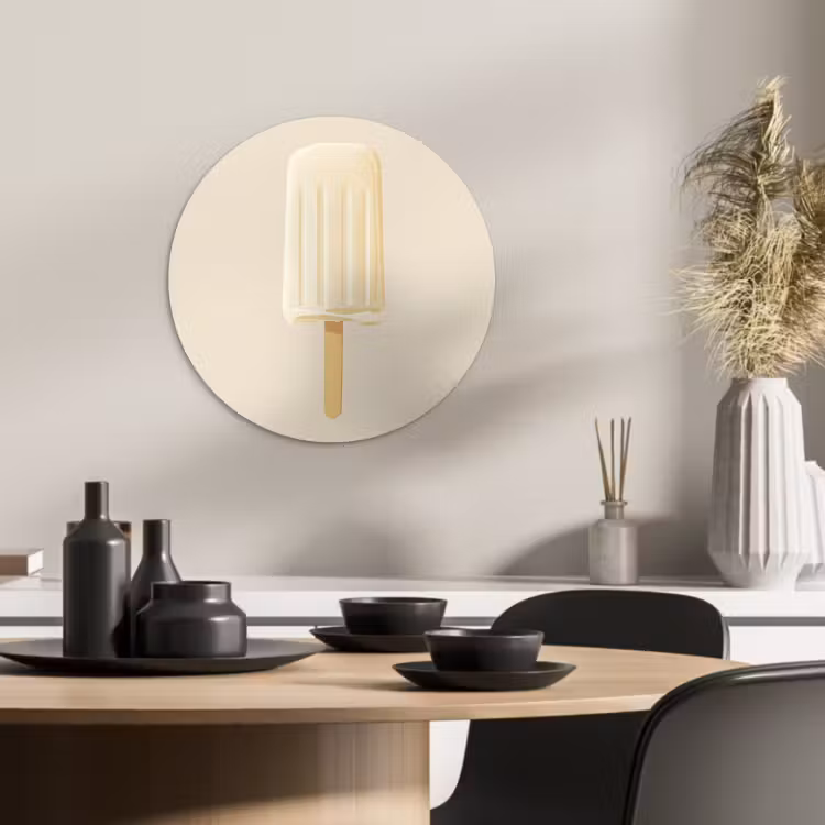 Tableau rond - Minimaliste - Glace à l'eau - Bâton - Beige — 2