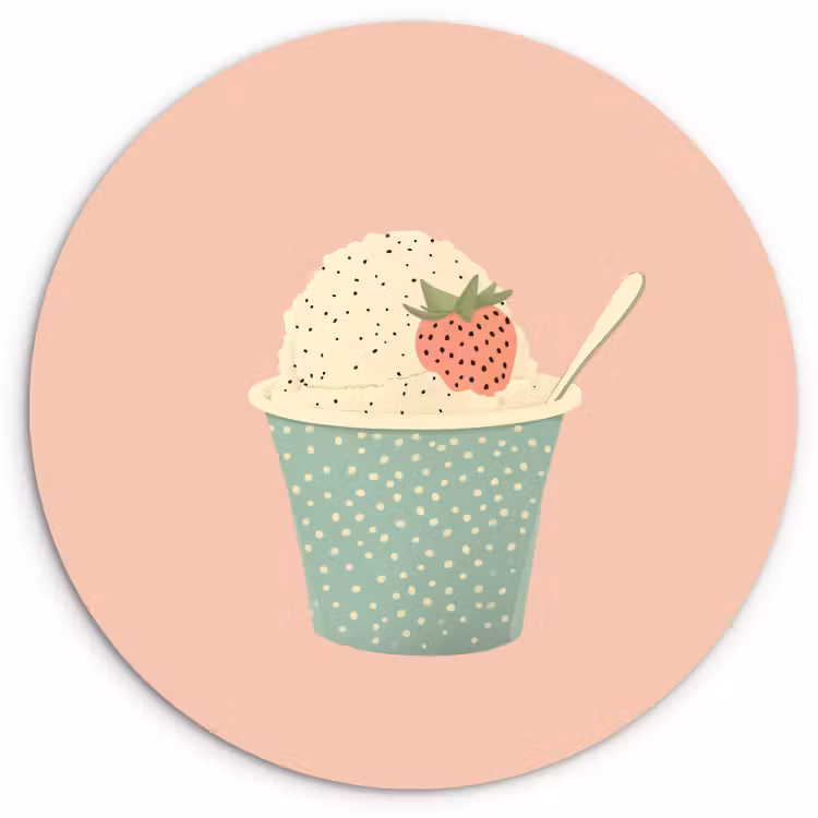 Tableau rond - Plateau - Glace - Fraise - Rose — 1
