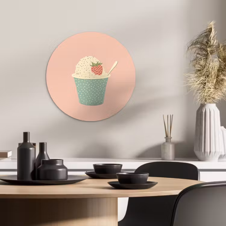 Tableau rond - Plateau - Glace - Fraise - Rose — 3