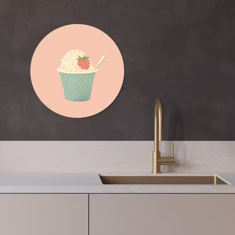 Tableau rond - Plateau - Glace - Fraise - Rose — 4
