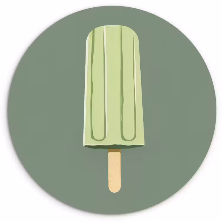 Tableau rond - Vert - Glace à l'eau - Bâton - Illustration — 1