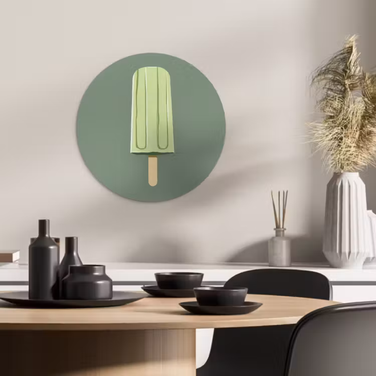 Tableau rond - Vert - Glace à l'eau - Bâton - Illustration — 2