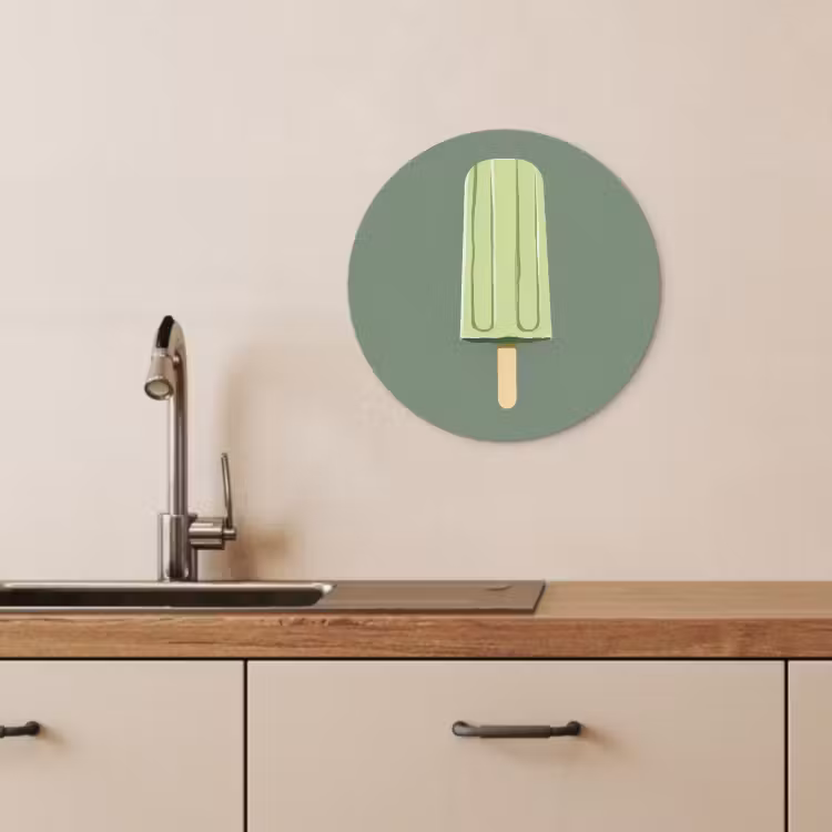 Tableau rond - Vert - Glace à l'eau - Bâton - Illustration — 3