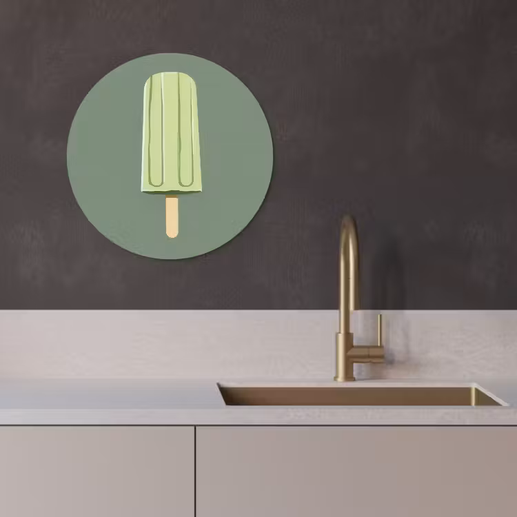 Tableau rond - Vert - Glace à l'eau - Bâton - Illustration — 4