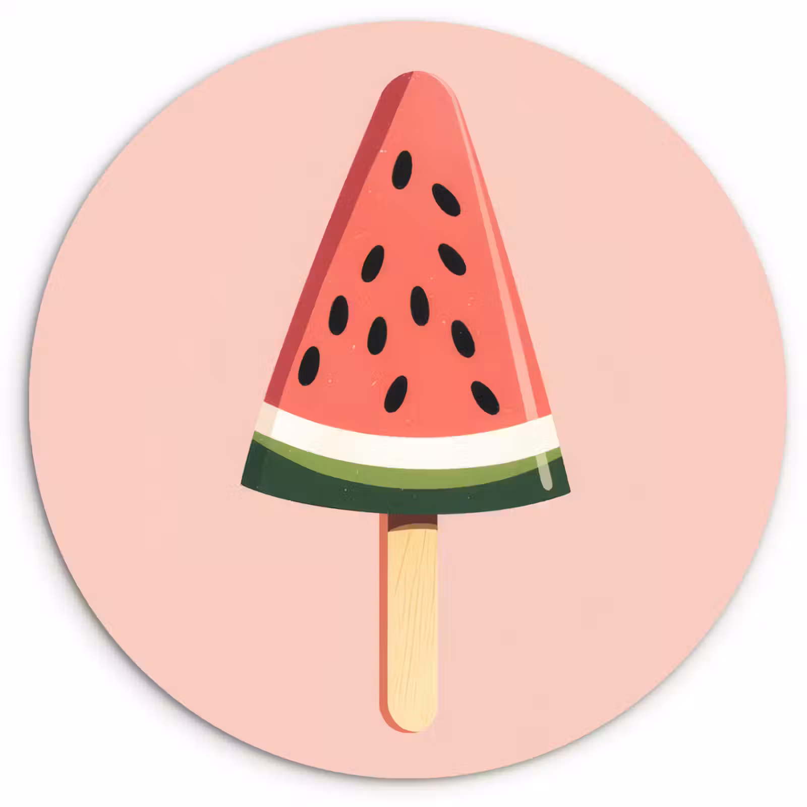 Tableau rond - Pastèque - Glace - Pépins - Rouge — 1