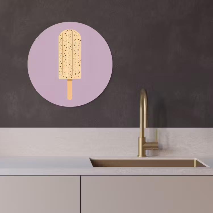 Tableau rond - Beige - Glace - Moucheté — 2
