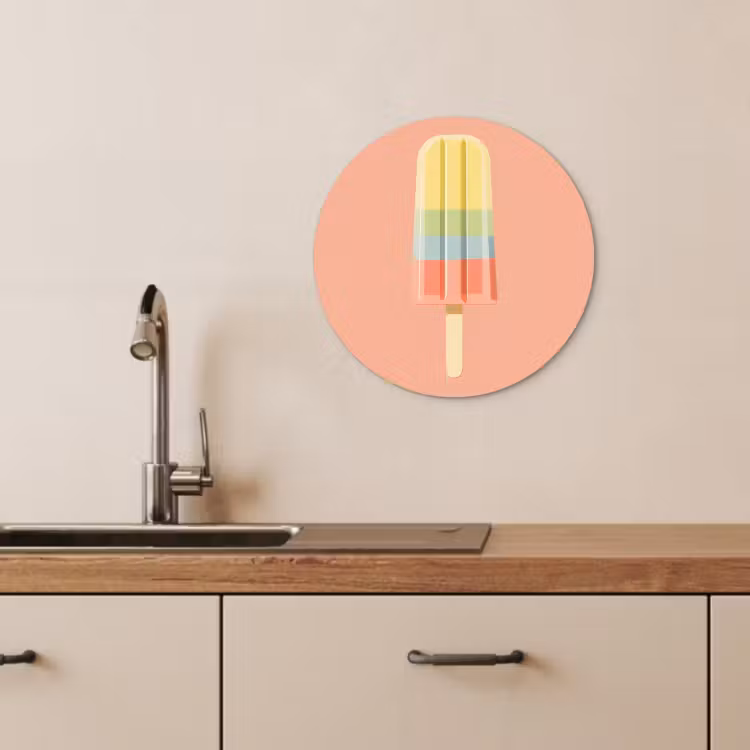 Tableau rond - Glace à l'eau - Teintes pastel - Minimaliste — 3