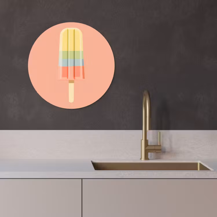 Tableau rond - Glace à l'eau - Teintes pastel - Minimaliste — 4