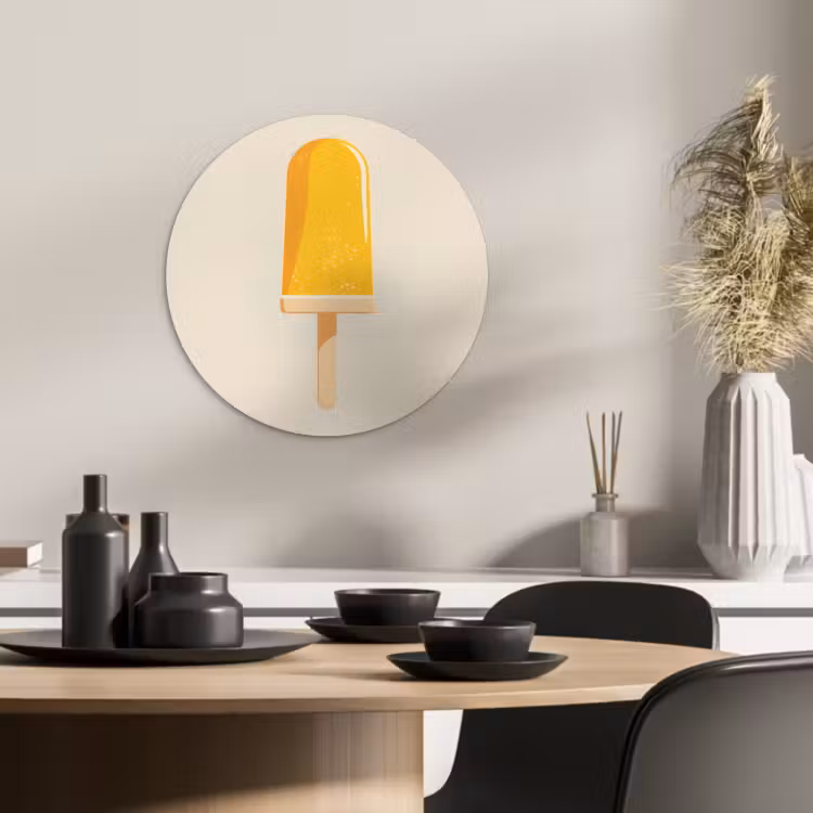 Tableau rond - Orange - Bâton - Glace à l'eau — 1