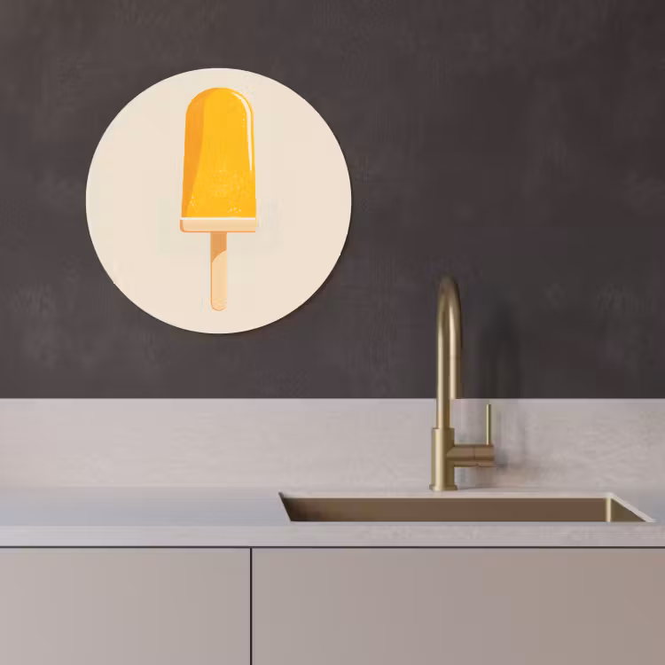 Tableau rond - Orange - Bâton - Glace à l'eau — 4
