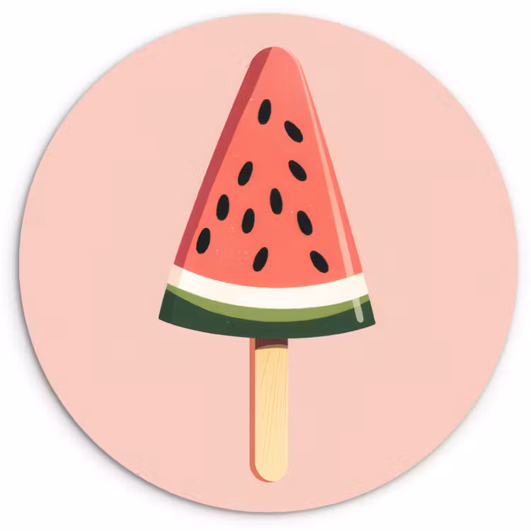 Tableau rond - Pastèque - Glace - Pépins - Rouge — 1