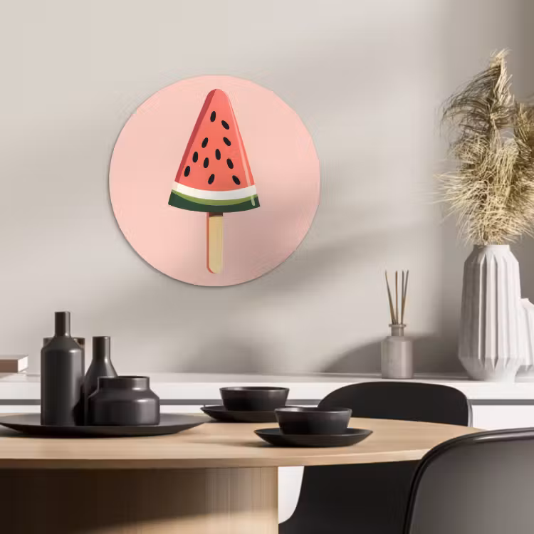 Tableau rond - Pastèque - Glace - Pépins - Rouge — 2