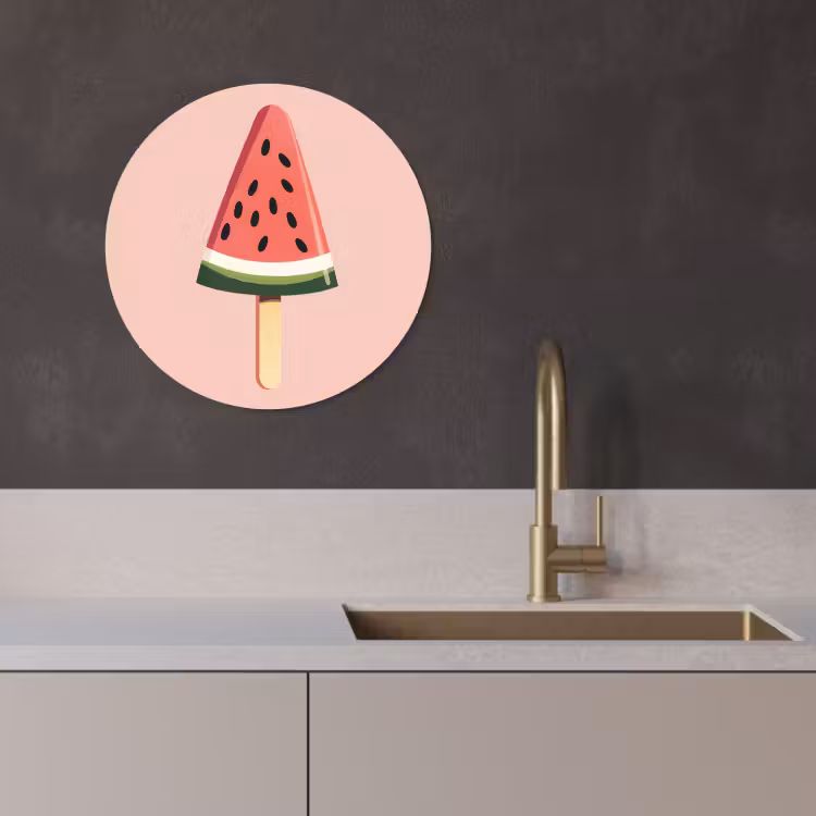 Tableau rond - Pastèque - Glace - Pépins - Rouge — 3