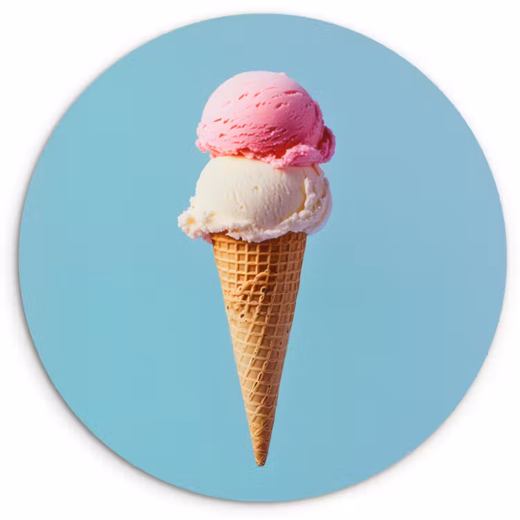 Tableau rond - Pelle à glace - cône - Bleu — 1