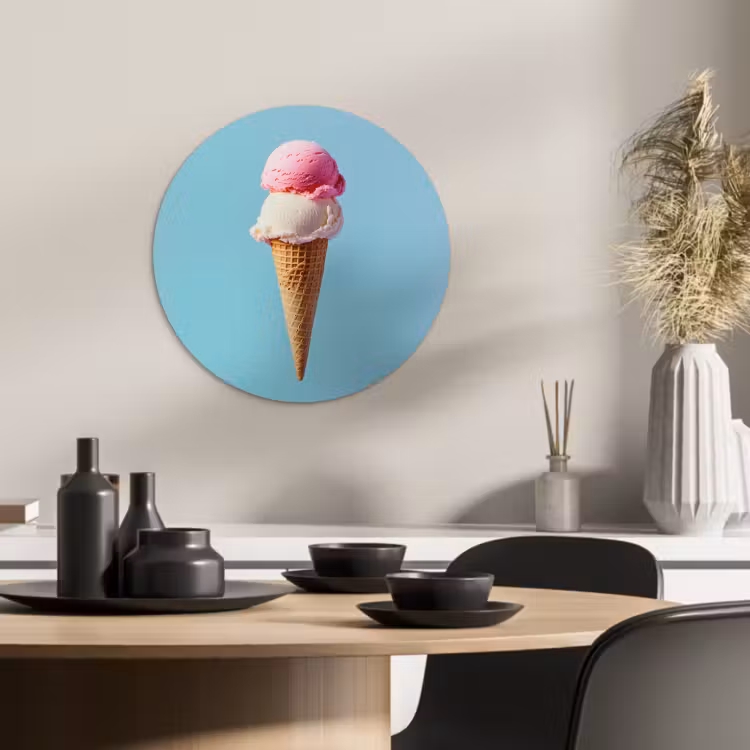 Tableau rond - Pelle à glace - cône - Bleu — 2