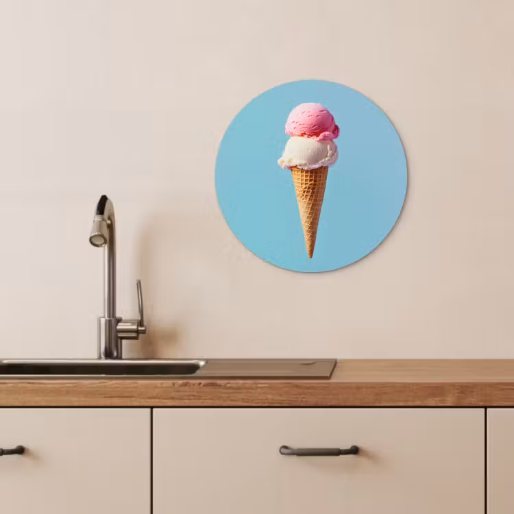 Tableau rond - Pelle à glace - cône - Bleu — 3