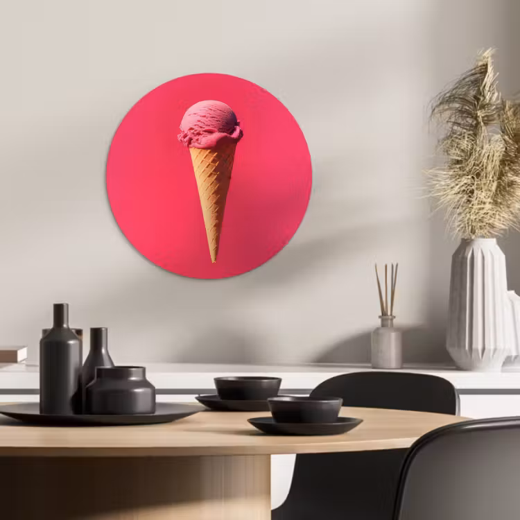 Tableau rond - Pelle à glace - Rose - Corne — 1