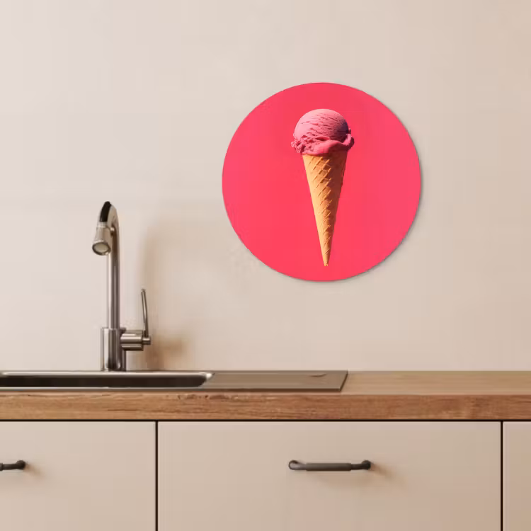 Tableau rond - Pelle à glace - Rose - Corne — 2