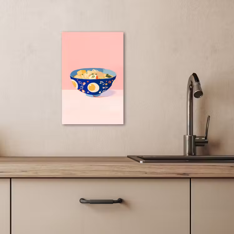 Tableau sur toile - Nouilles - Bol - Bleu - Illustration — 2