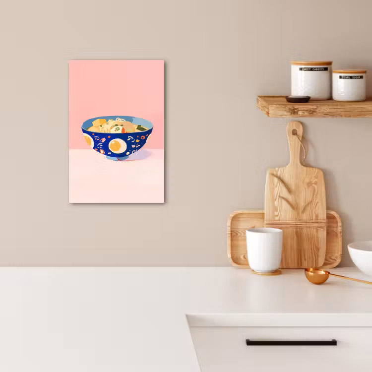 Tableau sur toile - Nouilles - Bol - Bleu - Illustration — 3