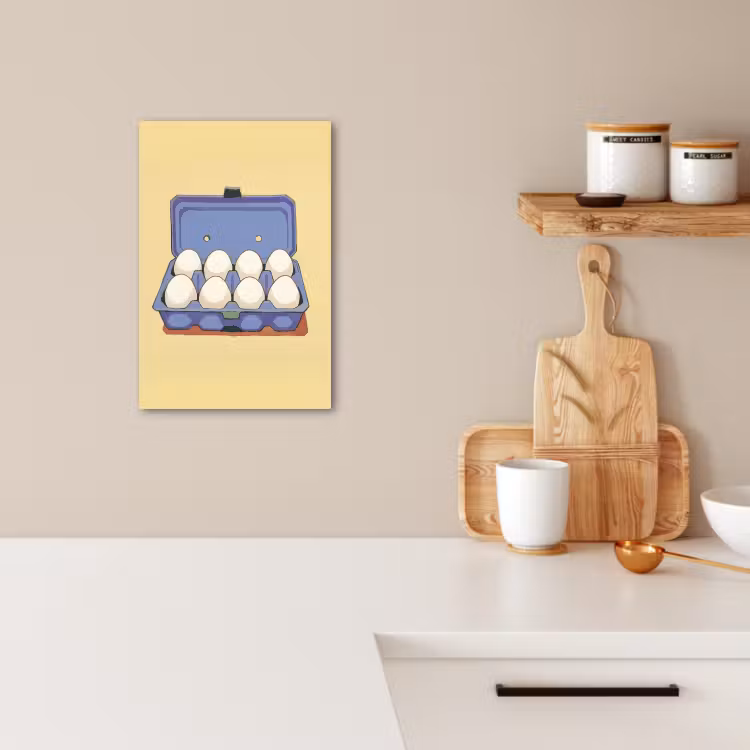 Tableau sur toile - Oeufs - Boîte - Minimaliste - Bleu — 2