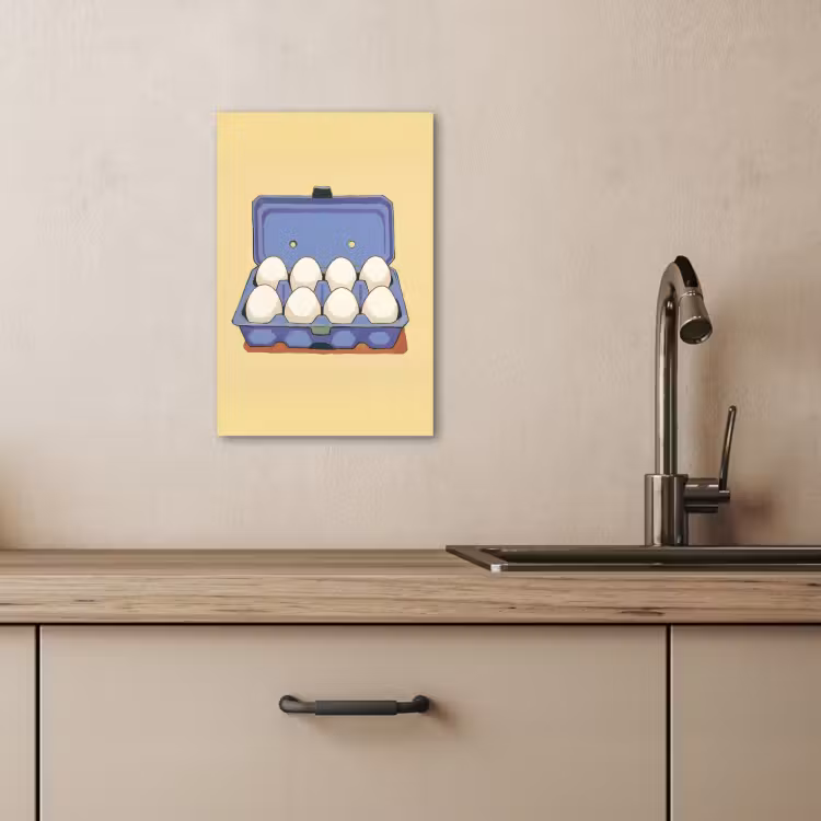 Tableau sur toile - Oeufs - Boîte - Minimaliste - Bleu — 3