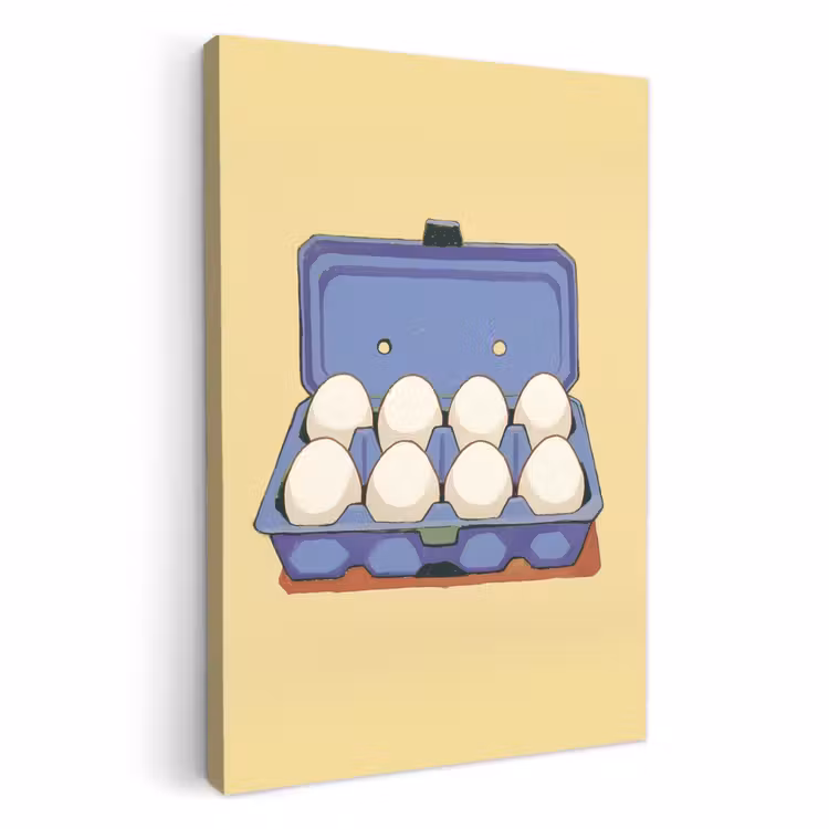 Tableau sur toile - Oeufs - Boîte - Minimaliste - Bleu — 4