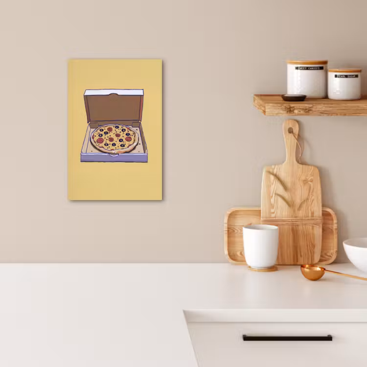 Tableau sur toile - Pizza - Boîte - Salami - Illustration — 1