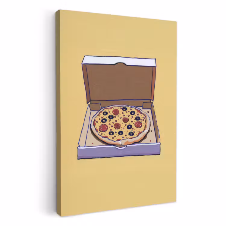 Tableau sur toile - Pizza - Boîte - Salami - Illustration — 4