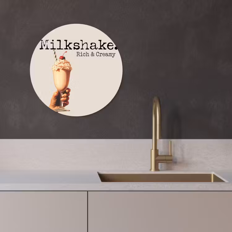 Tableau rond - Milkshake - Cerise - paille — 2