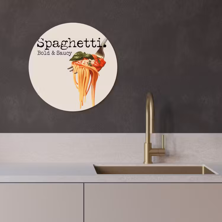 Tableau rond - Spaghetti - sauce tomate - parmesan — 1