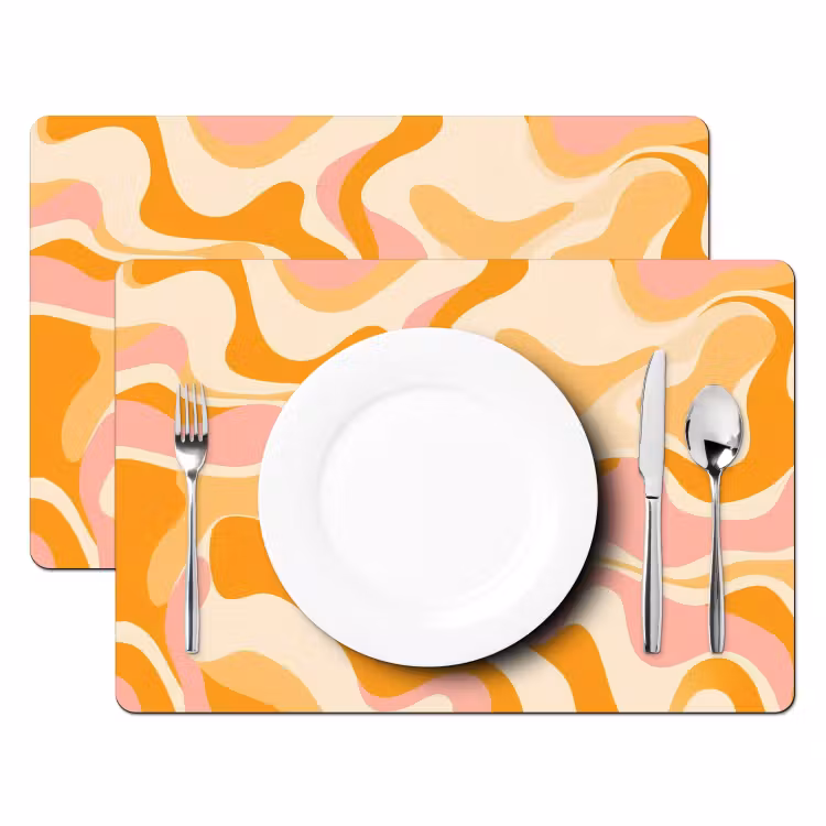 Sets de table en vinyle - Abstrait - Ondulé - Orange — 2