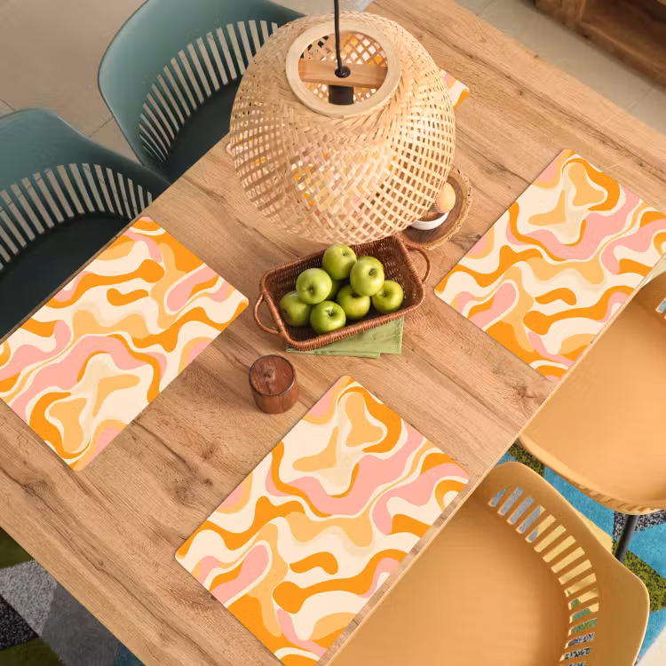 Sets de table en vinyle - Abstrait - Ondulé - Orange — 3