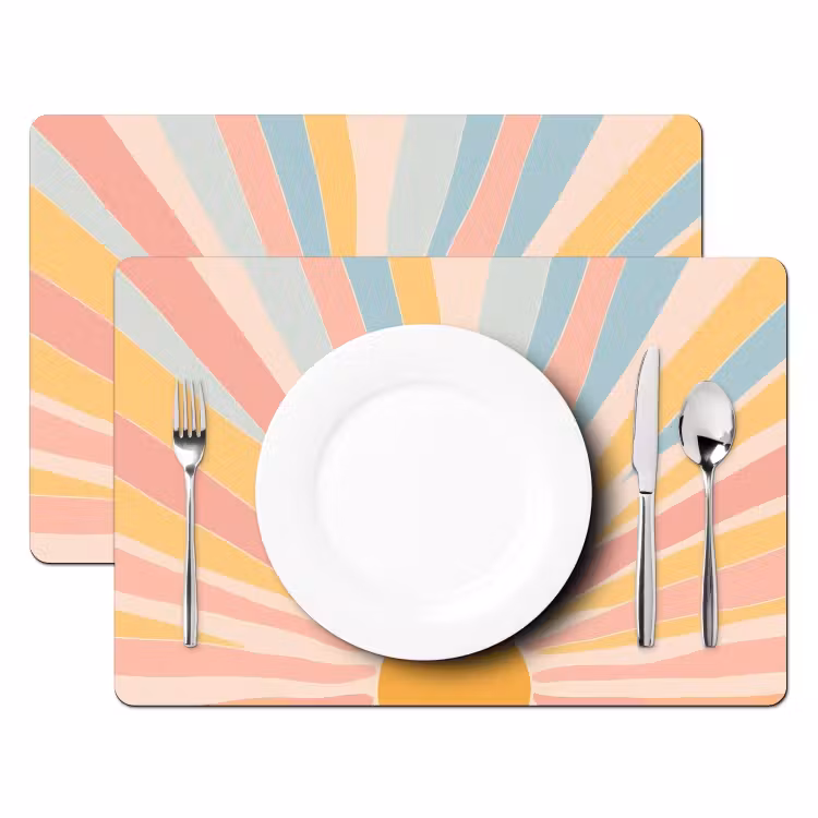 Sets de table en vinyle - Illustration - Soleil - Couleurs pastel — 2