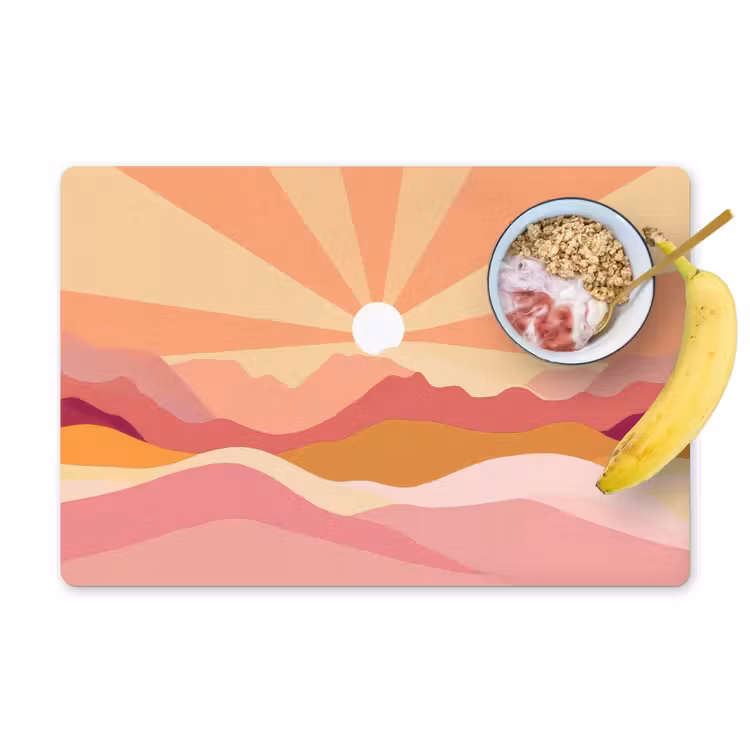 Sets de table en vinyle - Montagnes - Abstrait - Rayons de soleil - Rose — 1