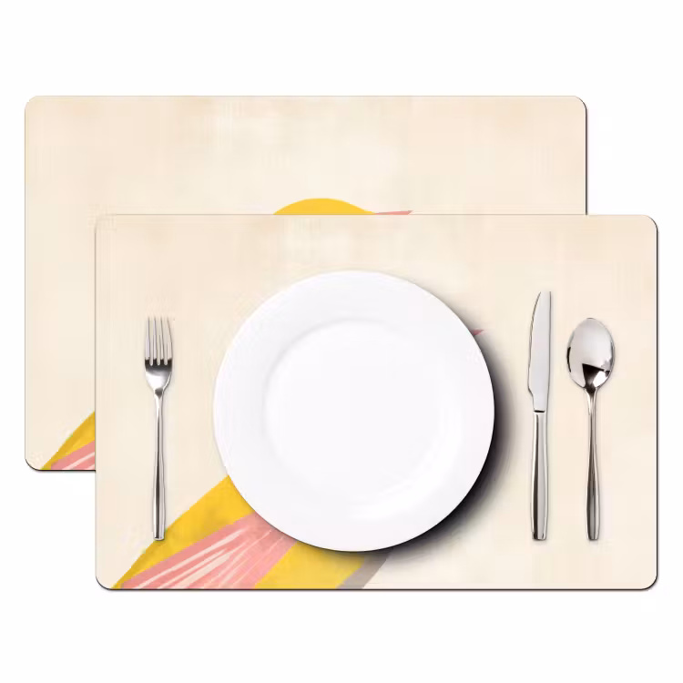 Sets de table en vinyle - Oiseau - Minimaliste - Jaune — 2