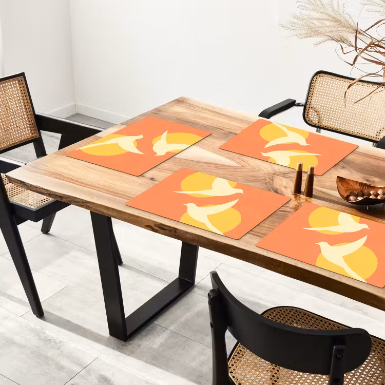 Sets de table en vinyle - Oiseaux - Cercles - Jaune — 4