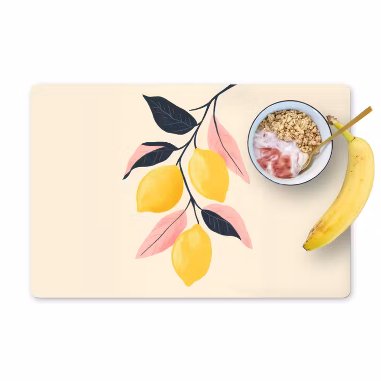 Sets de table en vinyle - Citrons - Jaune vif - Branche - Feuilles — 1