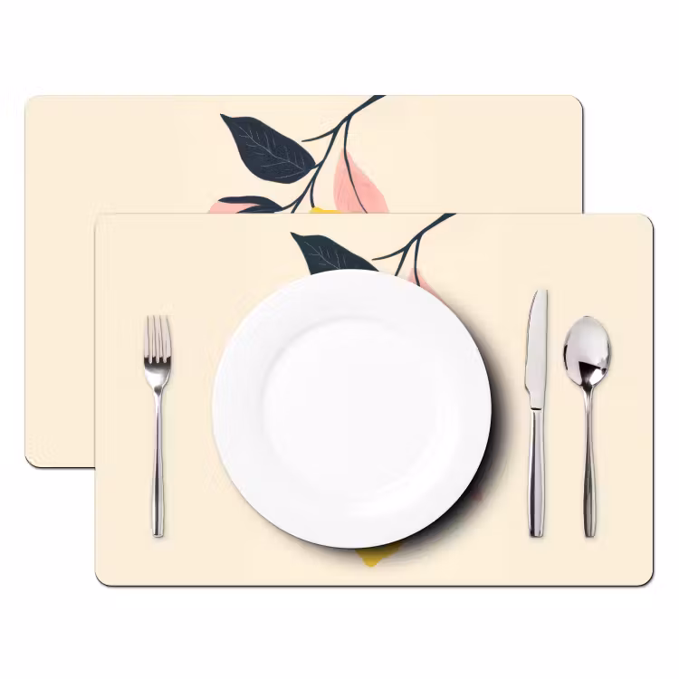 Sets de table en vinyle - Citrons - Jaune vif - Branche - Feuilles — 2